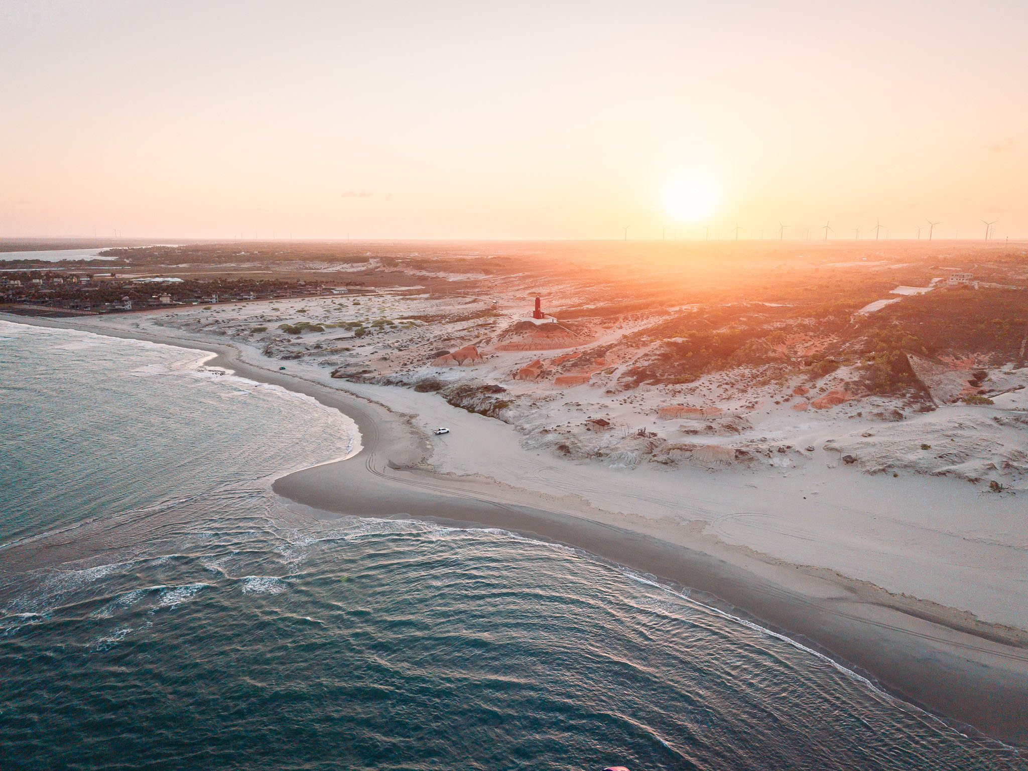 Kite spot scenery at sunset